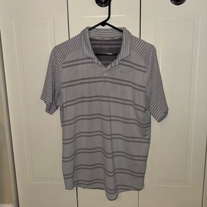 Nike Men's Gray Striped Polo Shirt Zonal Cooling Tiger Woods